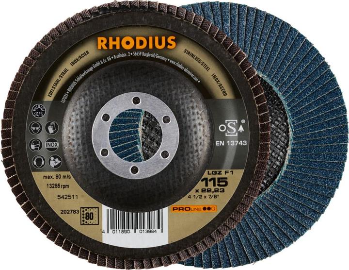 Immagine prodotto Rhodius Disco lamellare PROline LGZ F1 115 x 22,23 mm K80 (80)