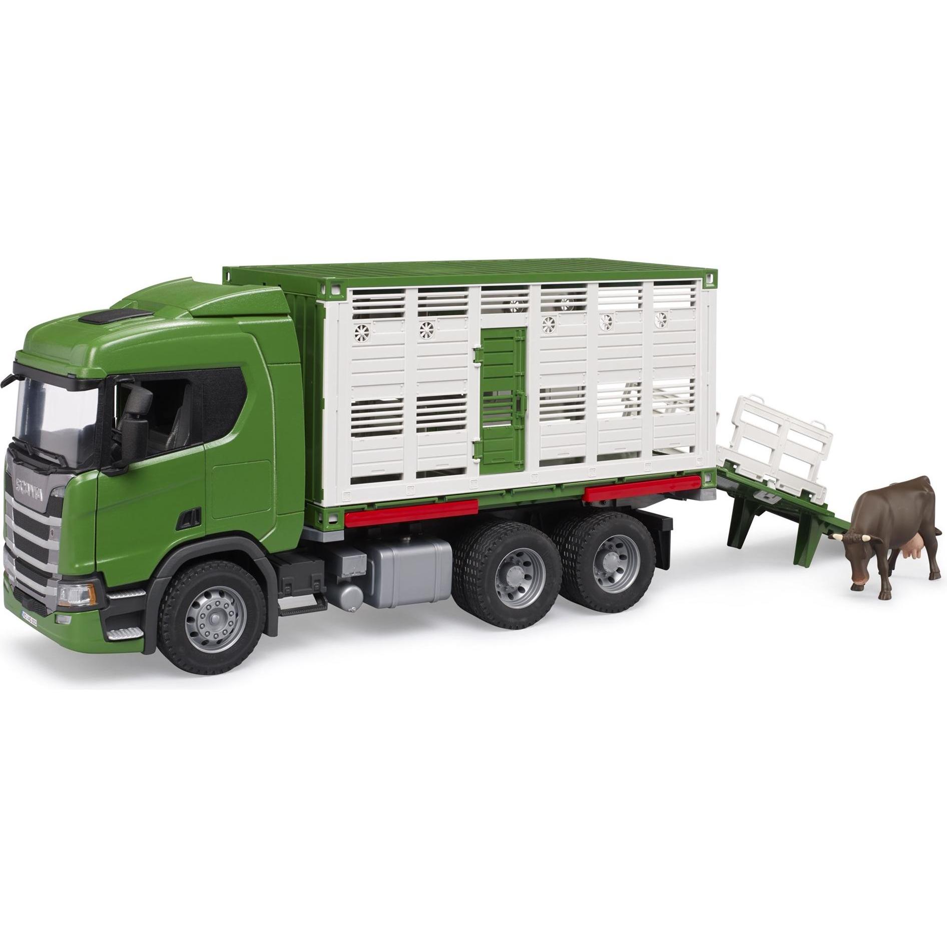 Bruder Scania Super 560R Tiertransport-LKW mit 1 Rind