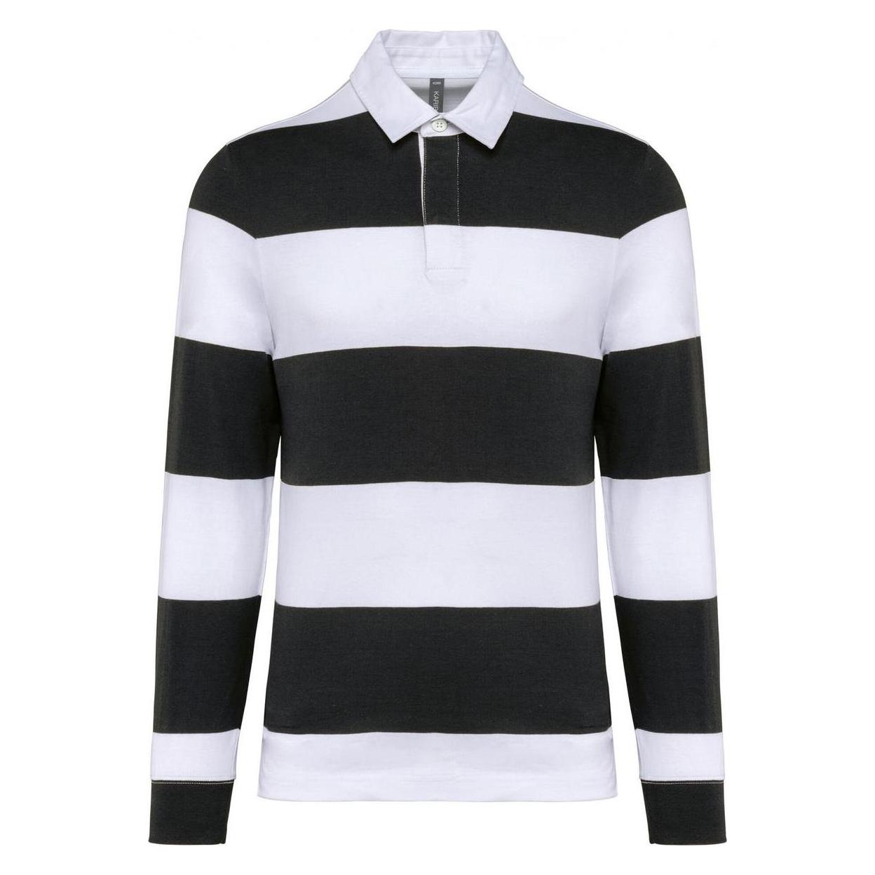 Kariban, Unisex, Shirts, Gestreiftes Poloshirt Langarm, Mehrfarbig, Weiss, Schwarz, (S)