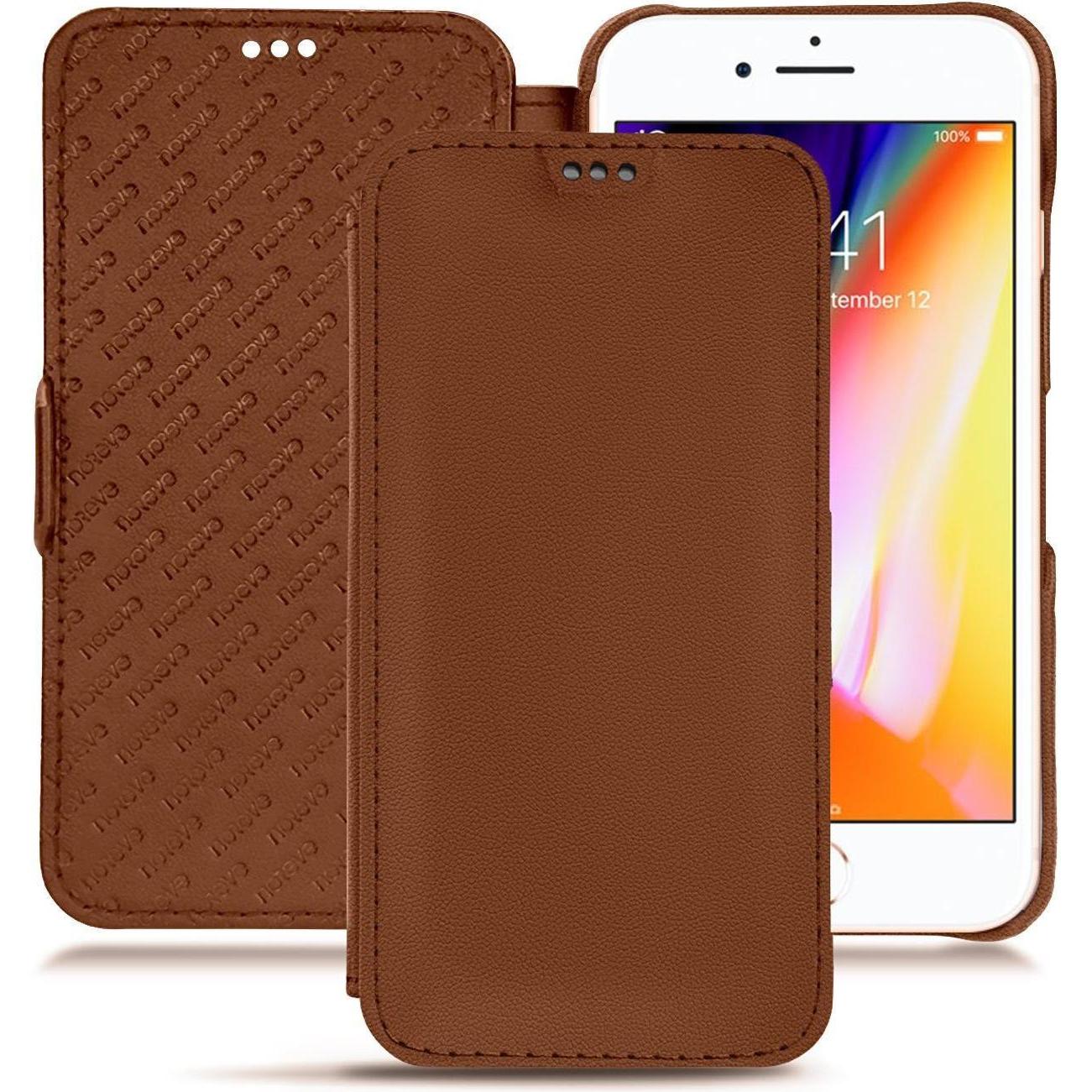 Noreve Lederschutzhülle horizontal (Apple iPhone 8), Smartphone Hülle, Braun