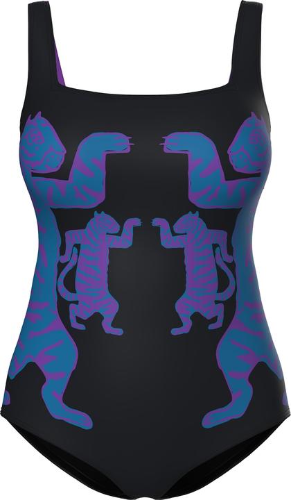 Image du produit Ulla Popken Maillot de bain à bonnets souples, motif tigres, matières recyclées (56)