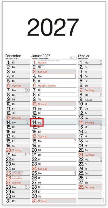 Nährwerte und Zutaten Bühner 3-Monatskalender (A2)