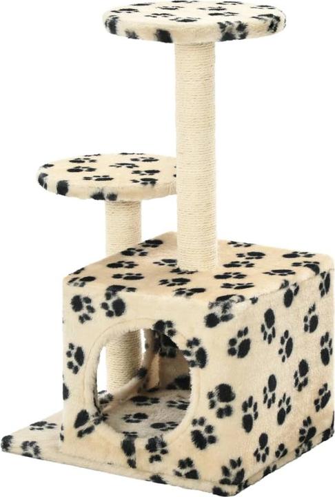 Produktbild vidaXL Kratzbaum (60 cm, Beige mit Pfoten-Muster)