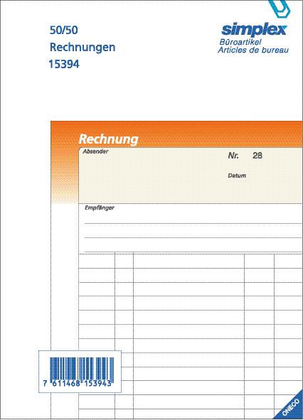 Produktbild Simplex Durchschreibebuch Rechnungen Oneco (100x)