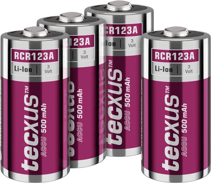 Produktbild Tecxus RCR123 Akku - 500 mAh, 4 Stk. Karton (4 Stk., RCR123A, 500 mAh)