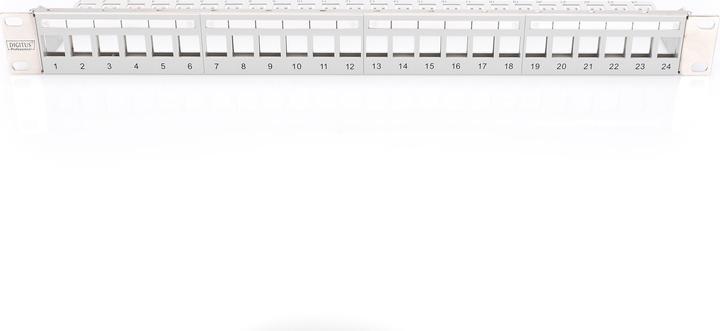 Actual product image Digitus Modular Patch Panel shielded 24-port Blank 1U Rack Mount color grey transp. labeling field