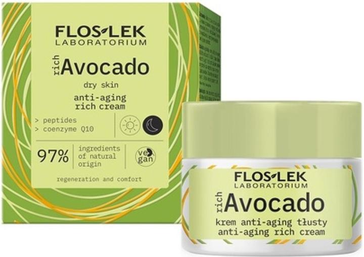 Actual product image Floslek Fos-lok rich avocado anti-ageing fat for day and night, 50 ml (50 ml, Day cream, Night cream)