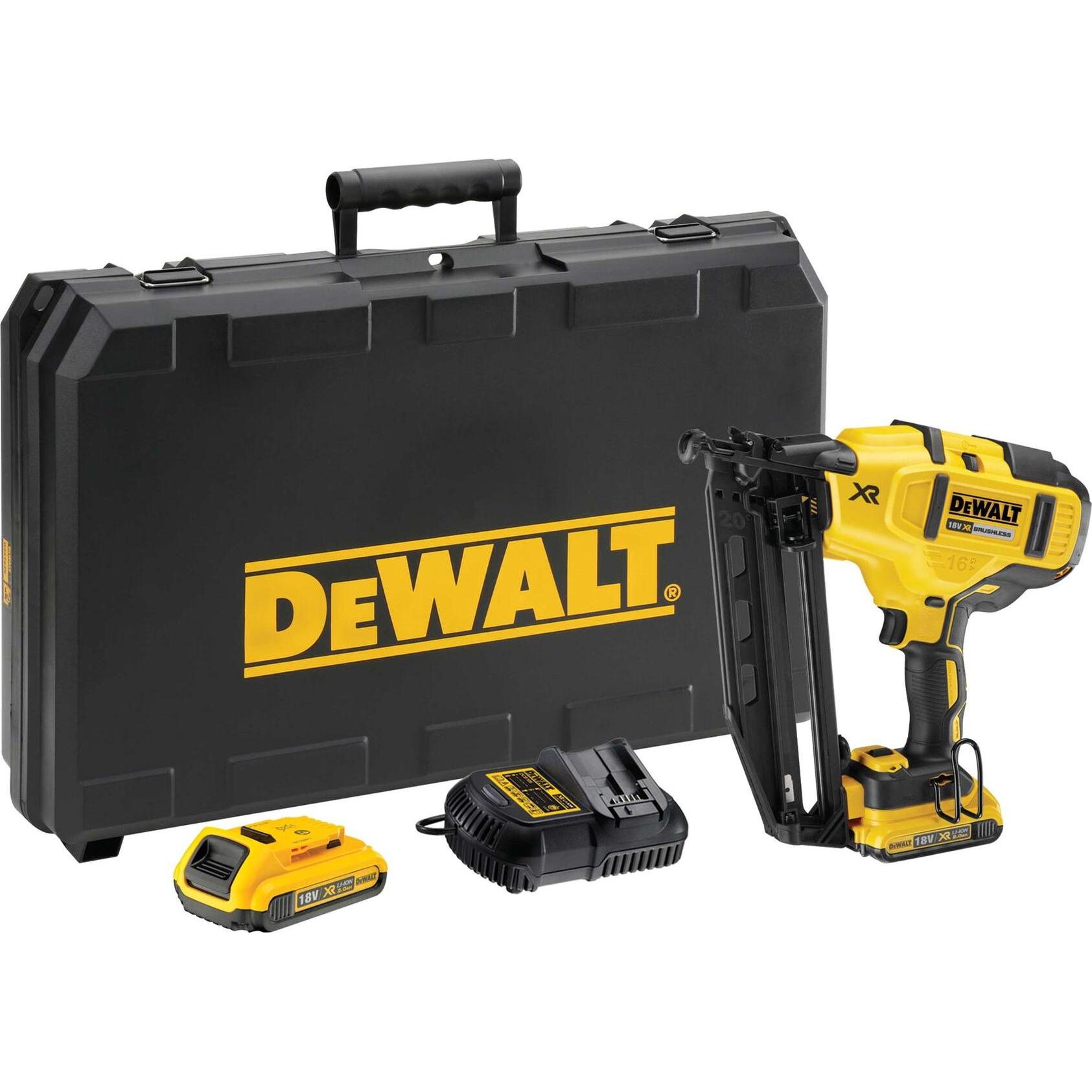 DeWalt, Graffettatrice + Pistola sparachiodi, NAILER 18V 16Ga 32-63mm 2 x 2.0Ah LI-ION BRUSHLES DCN660D2