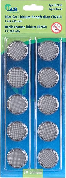 Produktbild TKA 10er-Set Lithium-Knopfzellen CR2450, 3 Volt, 600 mAh (5 Stk., CR2450, 600 mAh)