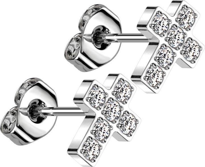 Immagine prodotto Star Piercing Orecchini a perno senza filo argento croce cristalli argento (senza ottone, Titanio)