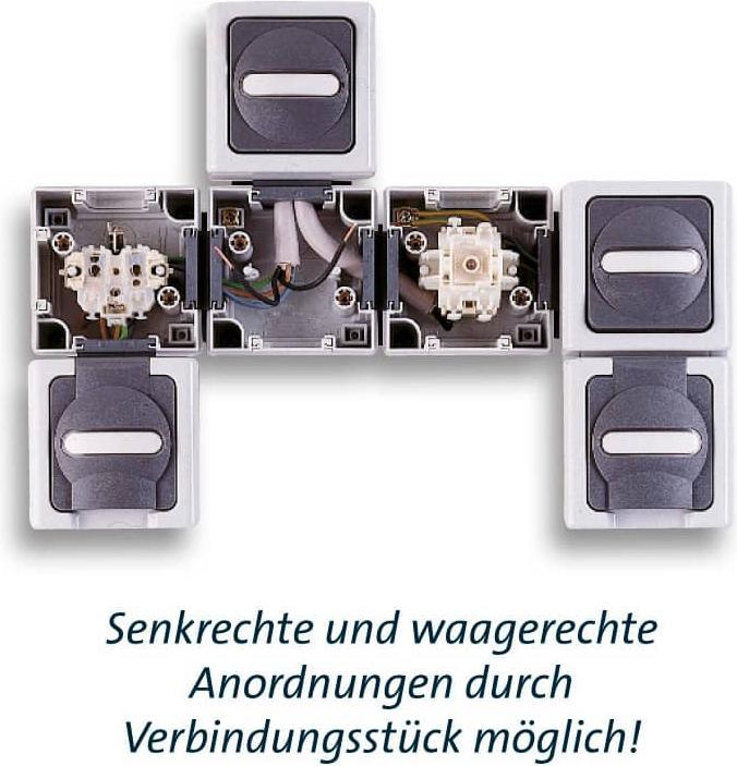 Image du produit Kopp Blue Electric Bouton-poussoir pour stores en saillie en milieu humide Verrouillage de l'inversion
