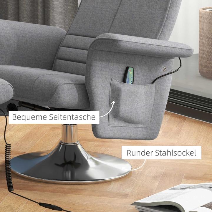 Image du produit Homcom Massagesessel mit Fusshocker Leinenstoff (100% Polyester), Schaumstoff, Stahl Dunkelgrau