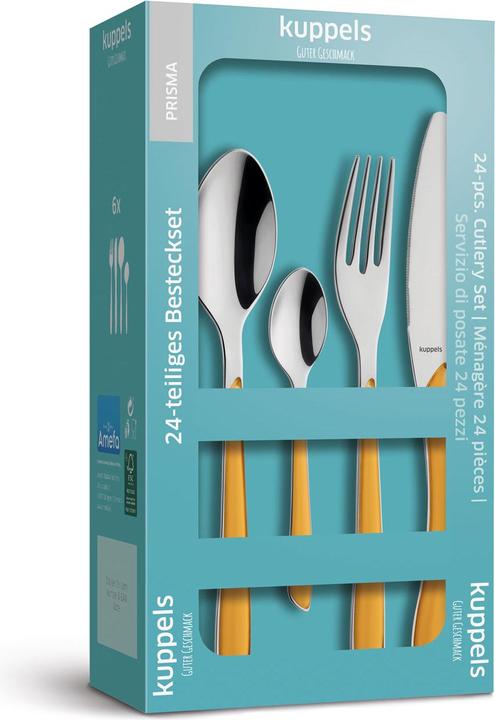 Immagine prodotto Kuppels Set di posate 24 pezzi giallo senape 2294 Prisma (24 Pezzo/i, Set di posate)