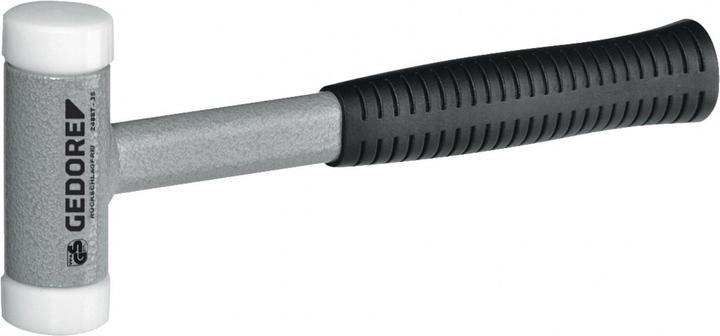 Actual product image Gedore Recoilless soft-face hammer, Ø 60 mm, tubular steel handle, replaceable polyamide heads (1800 g)