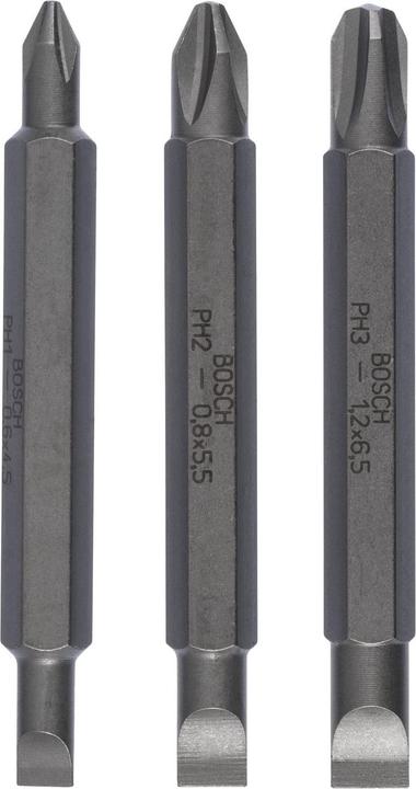 Produktbild Bosch Professional Zubehör Doppelklingenbit-Set, 3-teilig, S0,6x4,5, PH1, S0,8x5,5, PH2, S1,2x6,5, PH3,60mm (Kreuz Phillips PH)