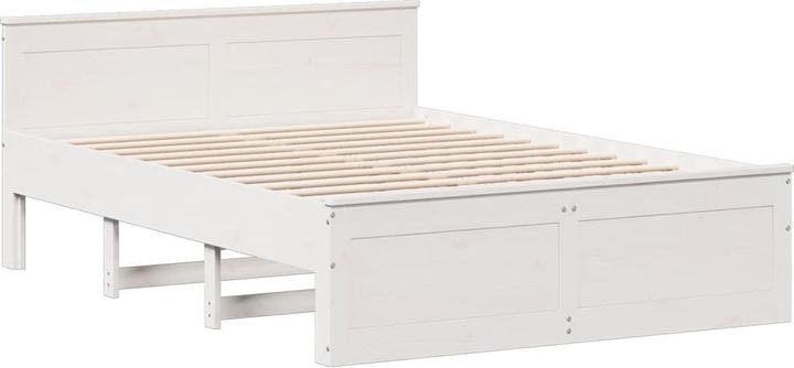 Actual product image vidaXL Solid wood bed Wooden bed Double bed Bed frame White 150x200cm Pine (150 x 200 cm)