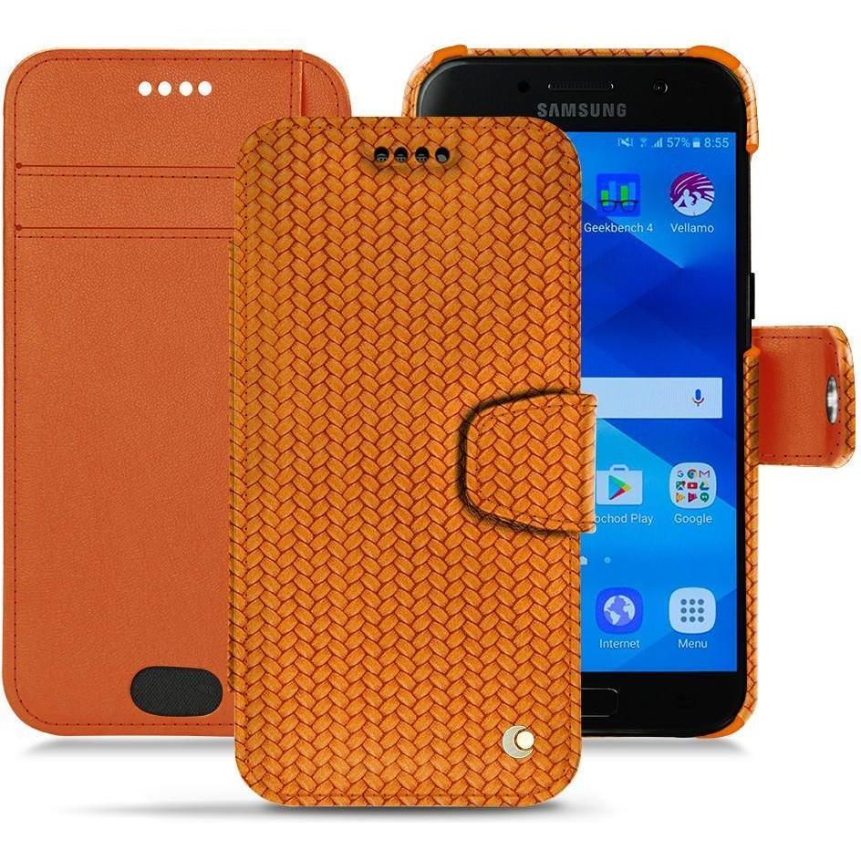 Noreve Lederschutzhülle Wallet (Samsung Galaxy A3 (2017)), Smartphone Hülle, Orange