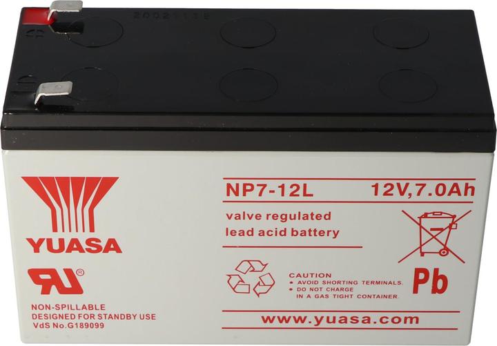 Actual product image Yuasa Battery NP7-12L, with 6.3mm contacts (12 V, 7 Ah)