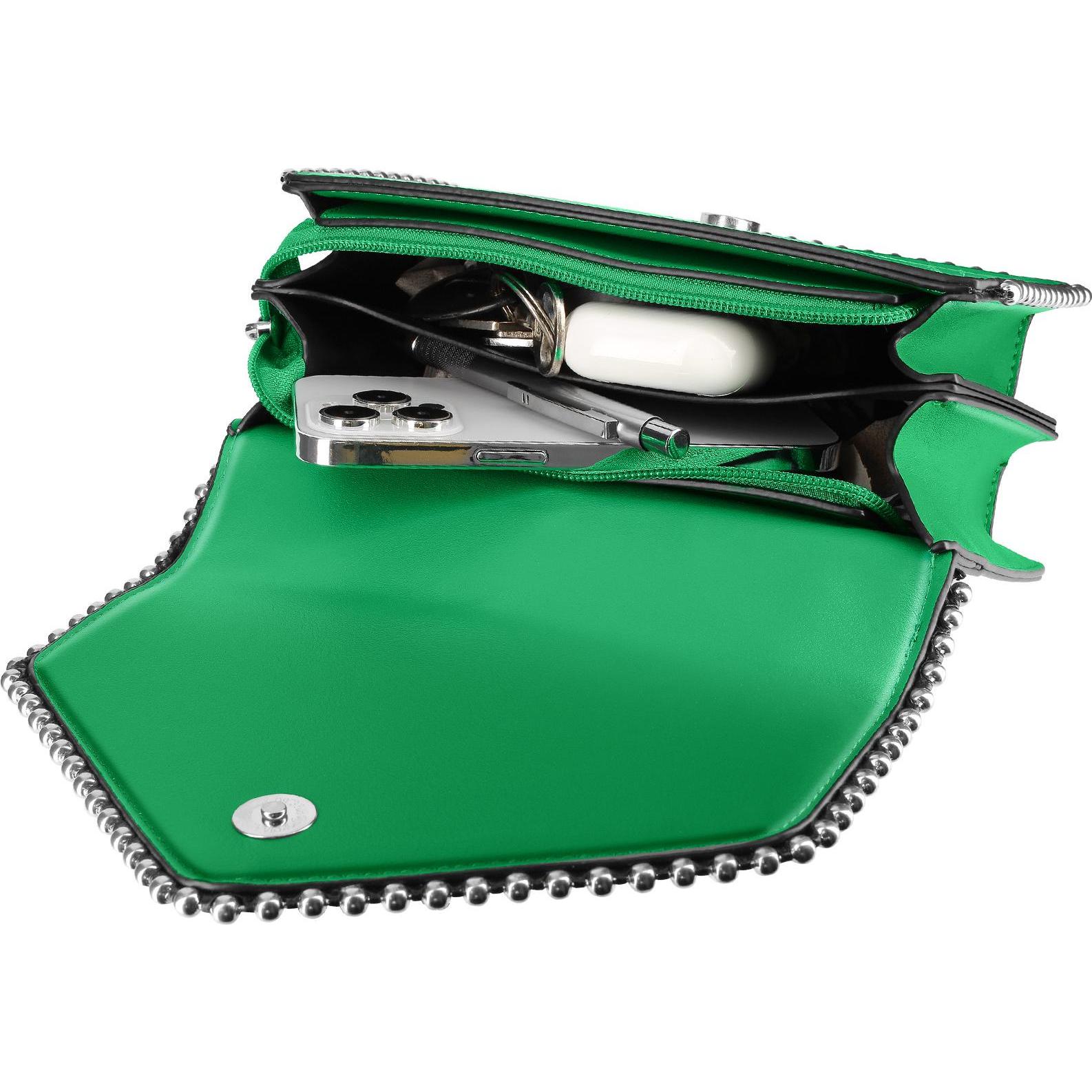 Thumbnail - Gallantry, Handtasche, Trendy Handtasche mit Metallic-Kettenhenkel, Grün