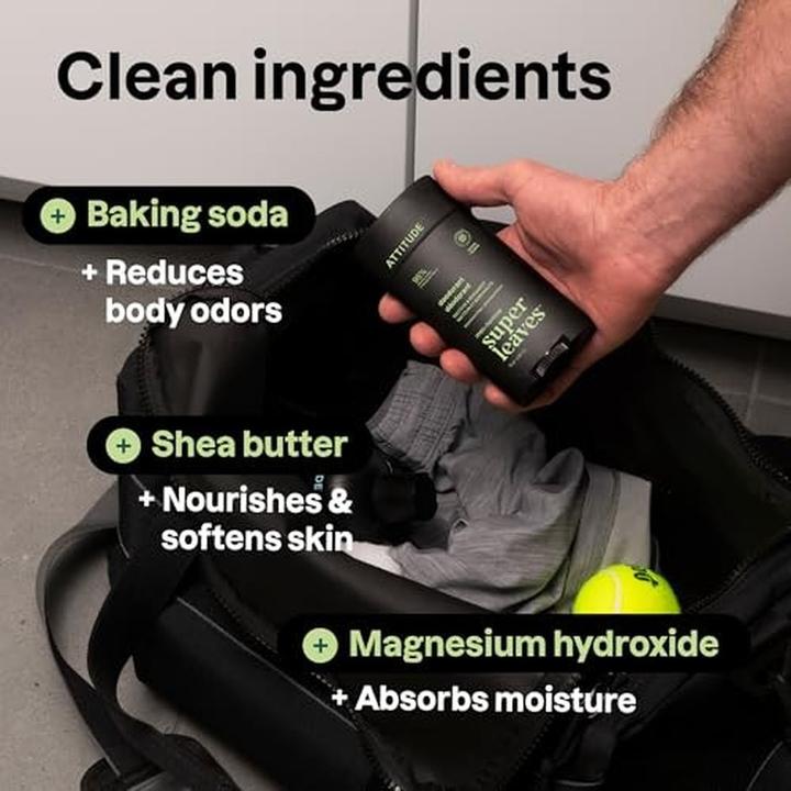 Immagine prodotto Attitude Natürliches Deodorant für Herren Super Leaves Matcha & Bergamot (Deodorant) 75 g (Stick, 75 g)