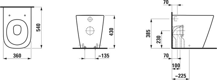 Actual product image Laufen Meda floor-standing WC, rimless, silent flush, 360x540mm, washdown