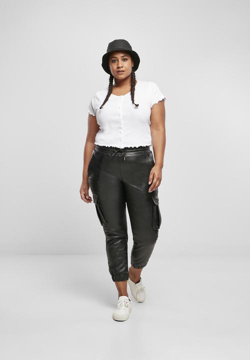 Actual product image Urban Classics Ladies Faux Leather Cargo Pants - 13445 (L)