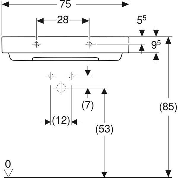 Thumbnail - Geberit, Waschbecken, ONE Waschtisch Abgang horizontal, 75x14,2x48cm, 505.03 (480 mm, 750 mm)