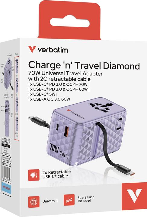 Actual product image Verbatim Charge 'n' Travel 70W 2C