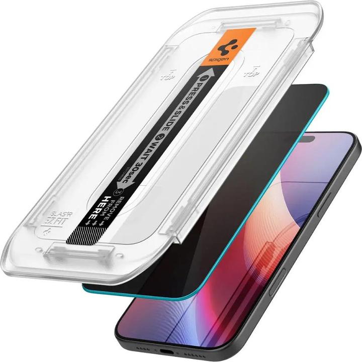 Actual product image Spigen GLAS.tR Privacy HD iPhone 16 Pro Tempered Glass (1 Piece, Apple iPhone 16 Pro)