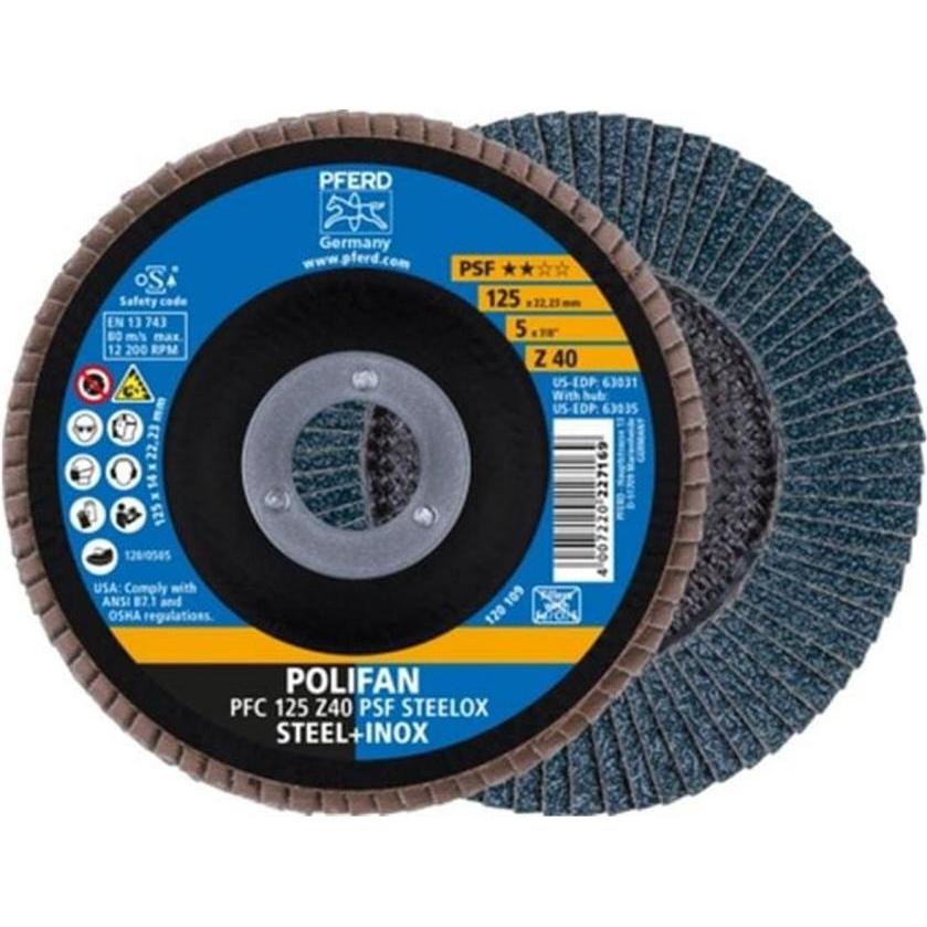 Pferd, Schleifmittel, Lamelskive til stål og rustfrit stål, 125 mm - korn 80 (Z80)
