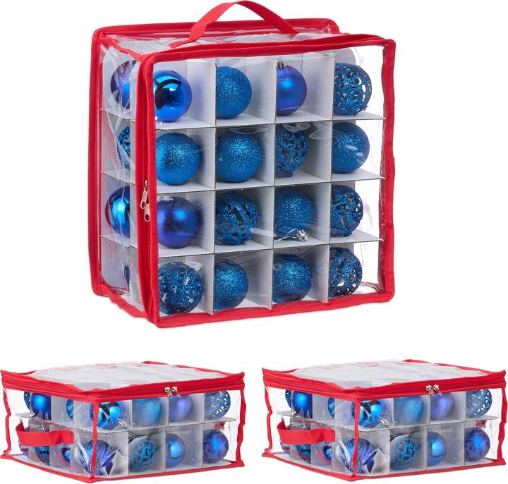 Produktbild Relaxdays 3x Weihnachtskugel-Aufbewahrungsbox (32 x 32 x 16 cm)