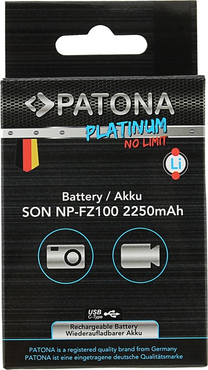 Actual product image Patona Platinum NP-FZ100 USB-C (Rechargeable battery)