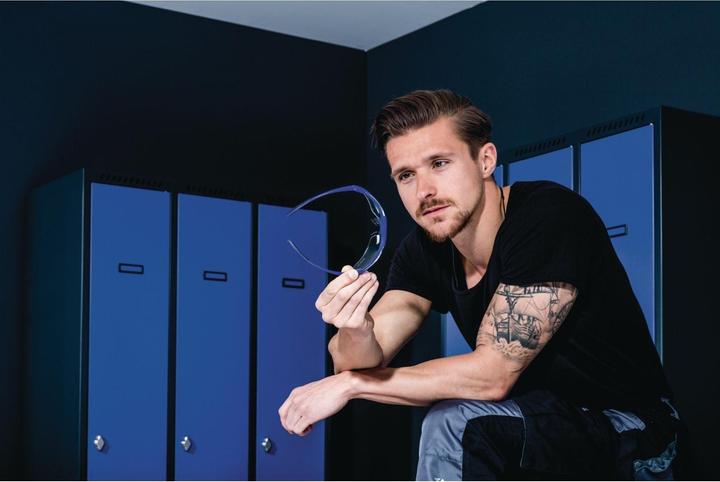 Actual product image Tecwerk Safety goggles Daylight Flex EN 166 grey/dark blue arms, clear lens polycarbonate