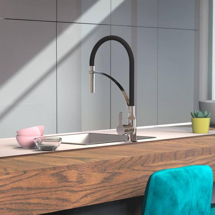 Produktbild Eisl Wasserhahn Küche CARNEO Spültischarmatur Chrom Schwarz Brause Ausziehbar Schwenkbar NI183CARCRB