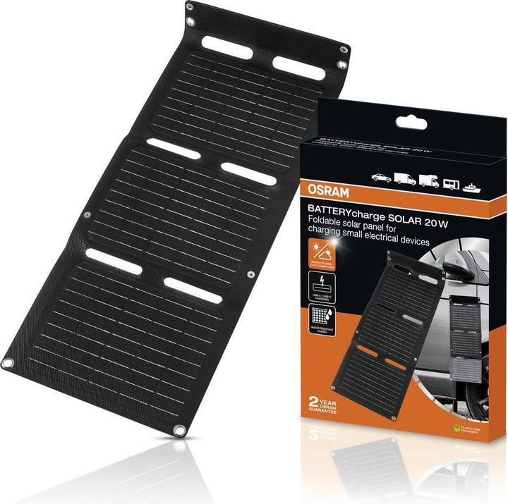Produktbild Osram BATTERYcharge SOLAR 20W INCL. USB Monokristallines Solarmodul 20 W 5 V (20 W, 0.80 kg)