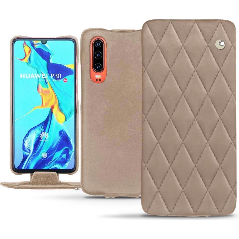 Noreve Lederschutzhülle vertikal (Huawei P30), Smartphone Hülle, Beige