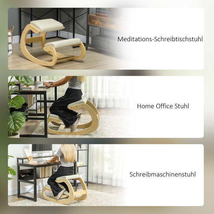 Image du produit Swisshandel24 Ergonomischer, schaukelnder Kniehocker für Homeoffice, zur Verbesserung der Körperhaltung, Creme