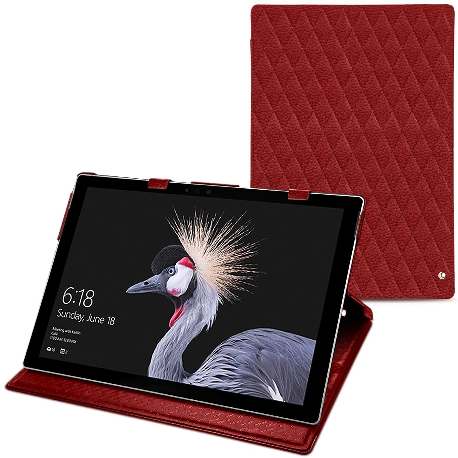 Noreve Lederschutzhülle vertikal (Surface Pro (2017)), Tablet Hülle, Rot