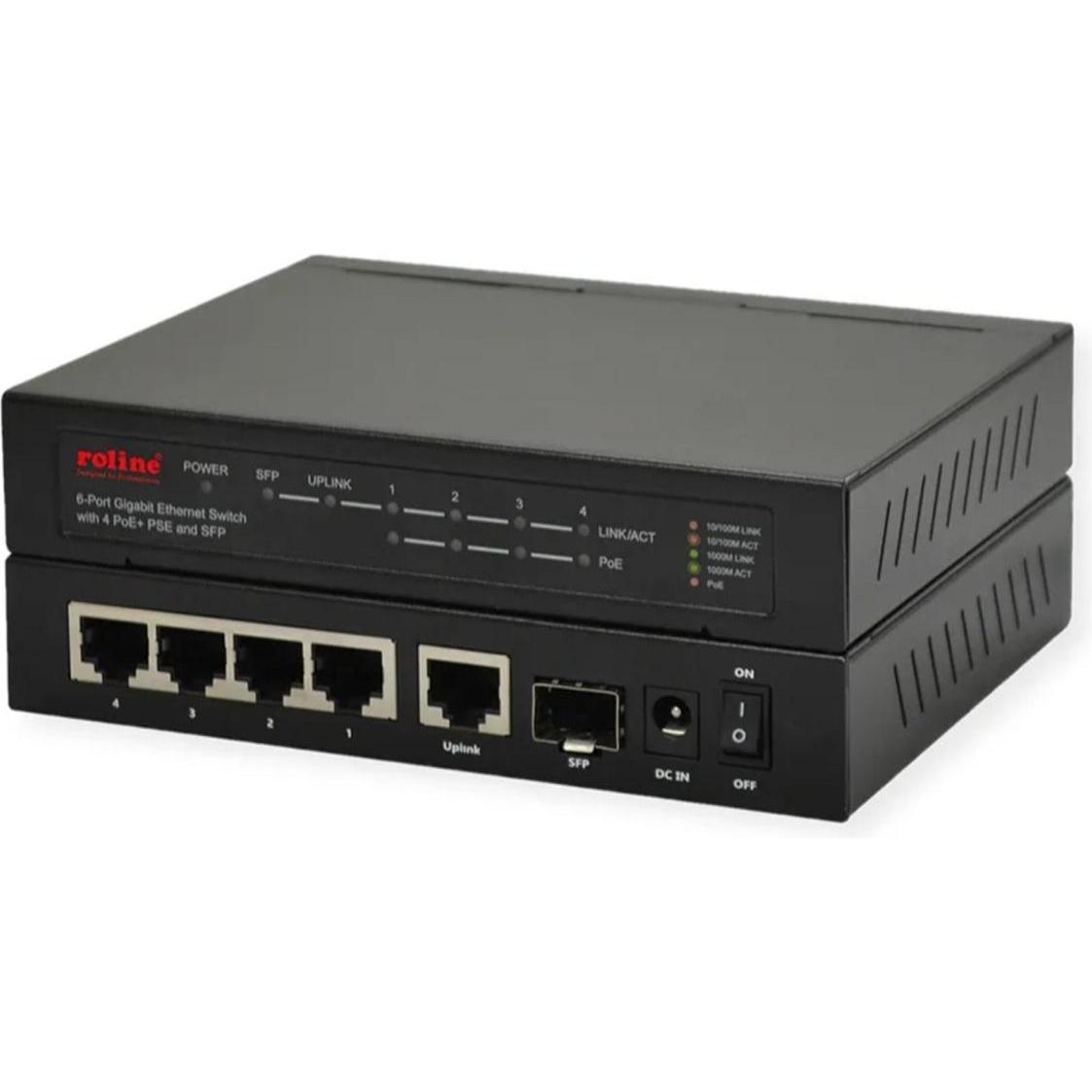Roline Gigabit Ethernet Switch (6 Ports), Netzwerk Switch, Schwarz