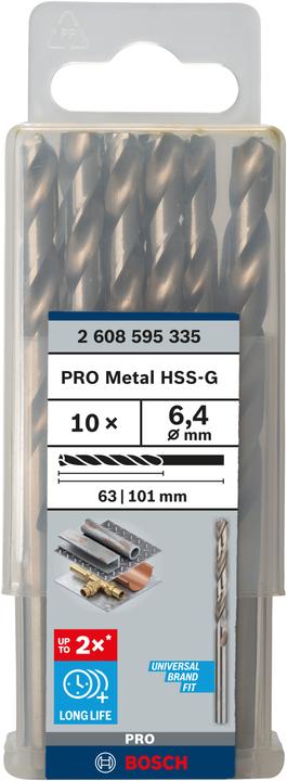Produktbild Bosch Professional Zubehör PRO Metal HSS-G Spiralbohrer, 6,4 x 63 x 101 mm (6.4 mm)