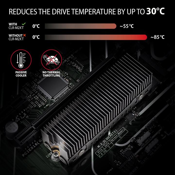 Actual product image Axagon CLR-M2XT M.2 SSD passive cooler, aluminium - 2280