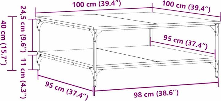 Immagine prodotto vidaXL Wohnzimmertisch (100 x 100 x 40 cm)