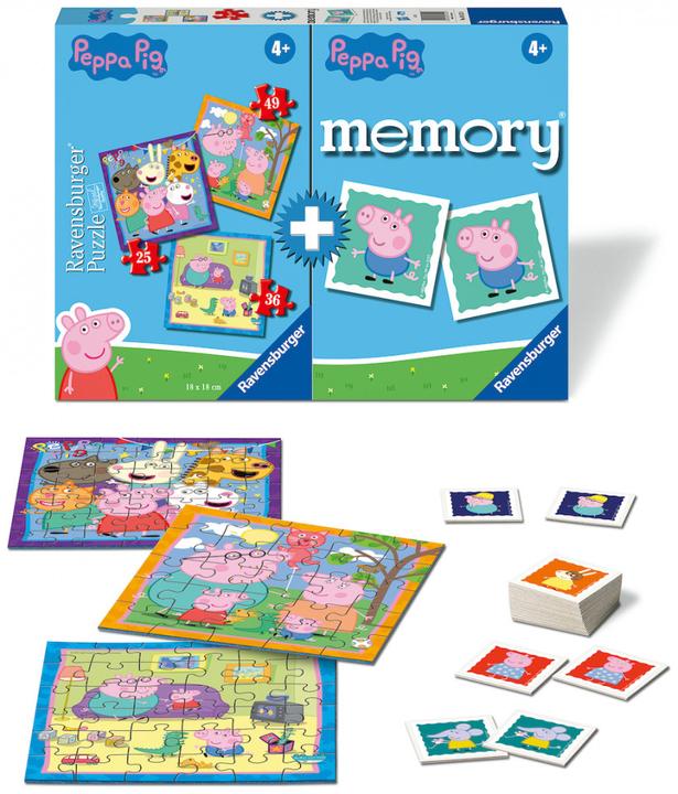 Actual product image Ravensburger 03152 Memory® + 3 Peppa Pig Puzzles for 3+ Years