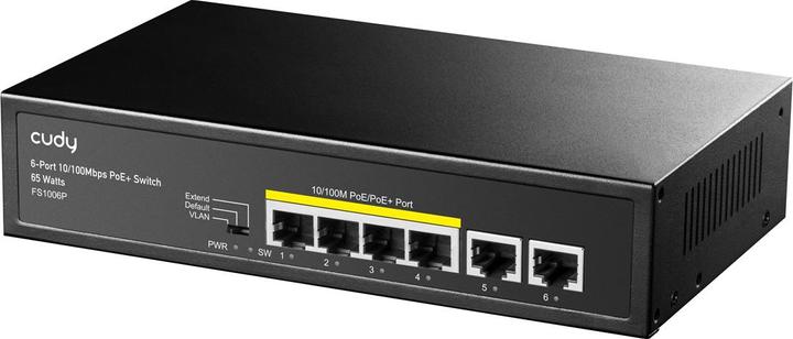 Productafbeelding Cudy FS1006P netwerkswitch Fast Ethernet (10/100) Power over Ethernet (PoE) Zwart (6 Havens)