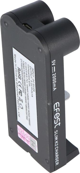 Immagine prodotto Efest Caricabatterie SLIM K2 a 2 scomparti per batterie agli ioni di litio (1 pz., Batteria + Caricabatterie)
