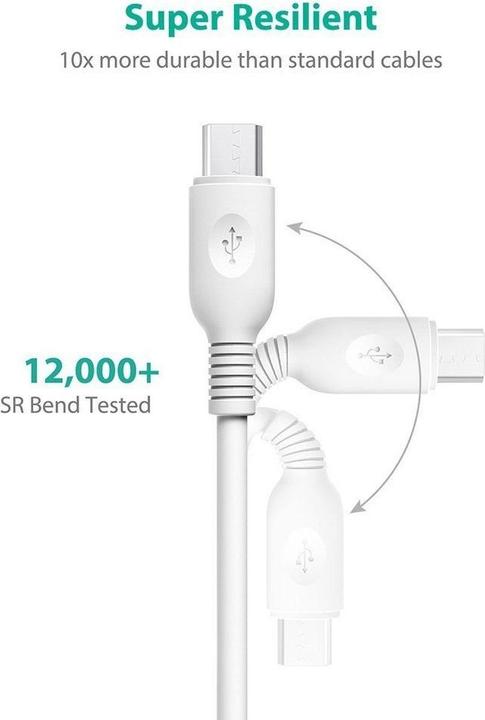 Immagine prodotto RAVPower USB - Micro-USB-Kabel RP-CB016 - 0,9 m, weiss (0.90 m)