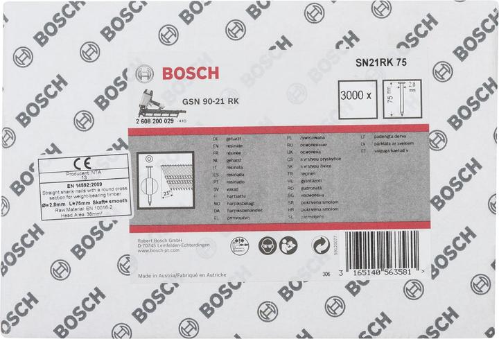 Produktbild Bosch Professional Zubehör Rundkopf-Streifennagel SN21RK 75 2,8 mm, 75 mm, blank, glatt