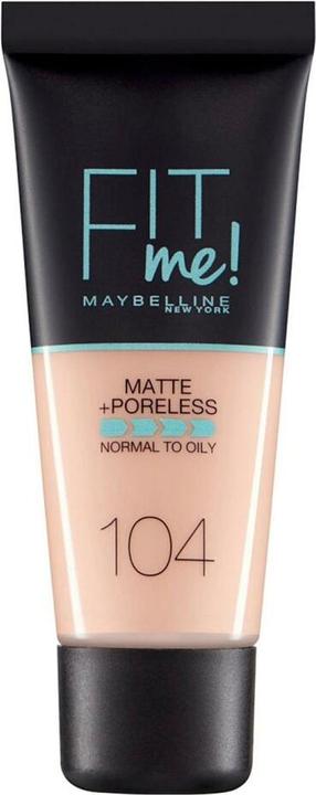 Actual product image Maybelline New York Fit Me Matte + Poreless Liquide Foundation 104 Soft Ivory 30ml (104 Soft Ivory)