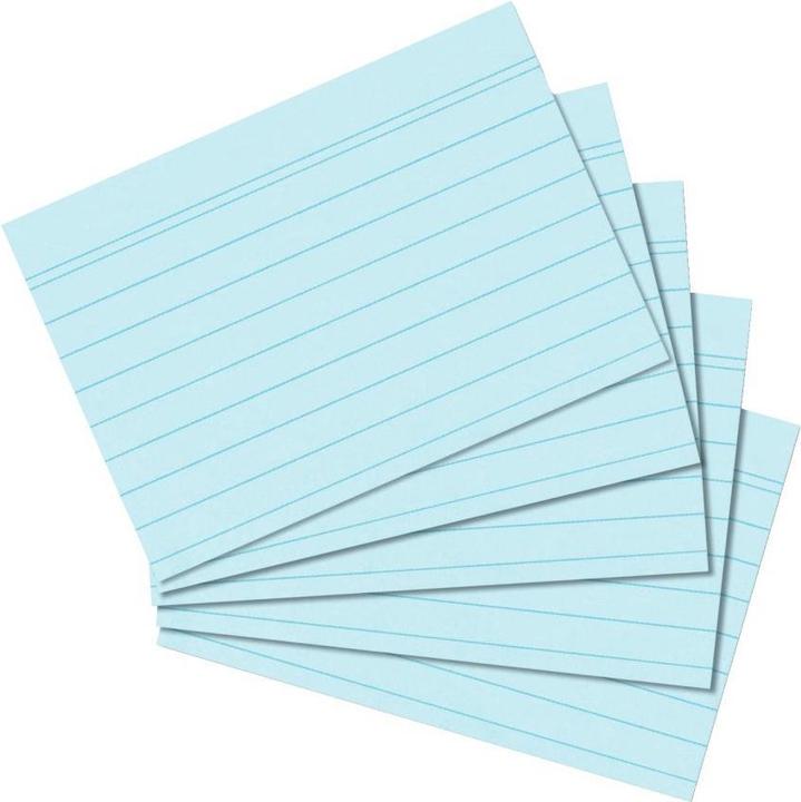 Herlitz Index cards, DIN A7, lined, blue made of paper, 170 g-sqm, woodfree, line color: blue, double (A7, 100x, 170 g/m²)