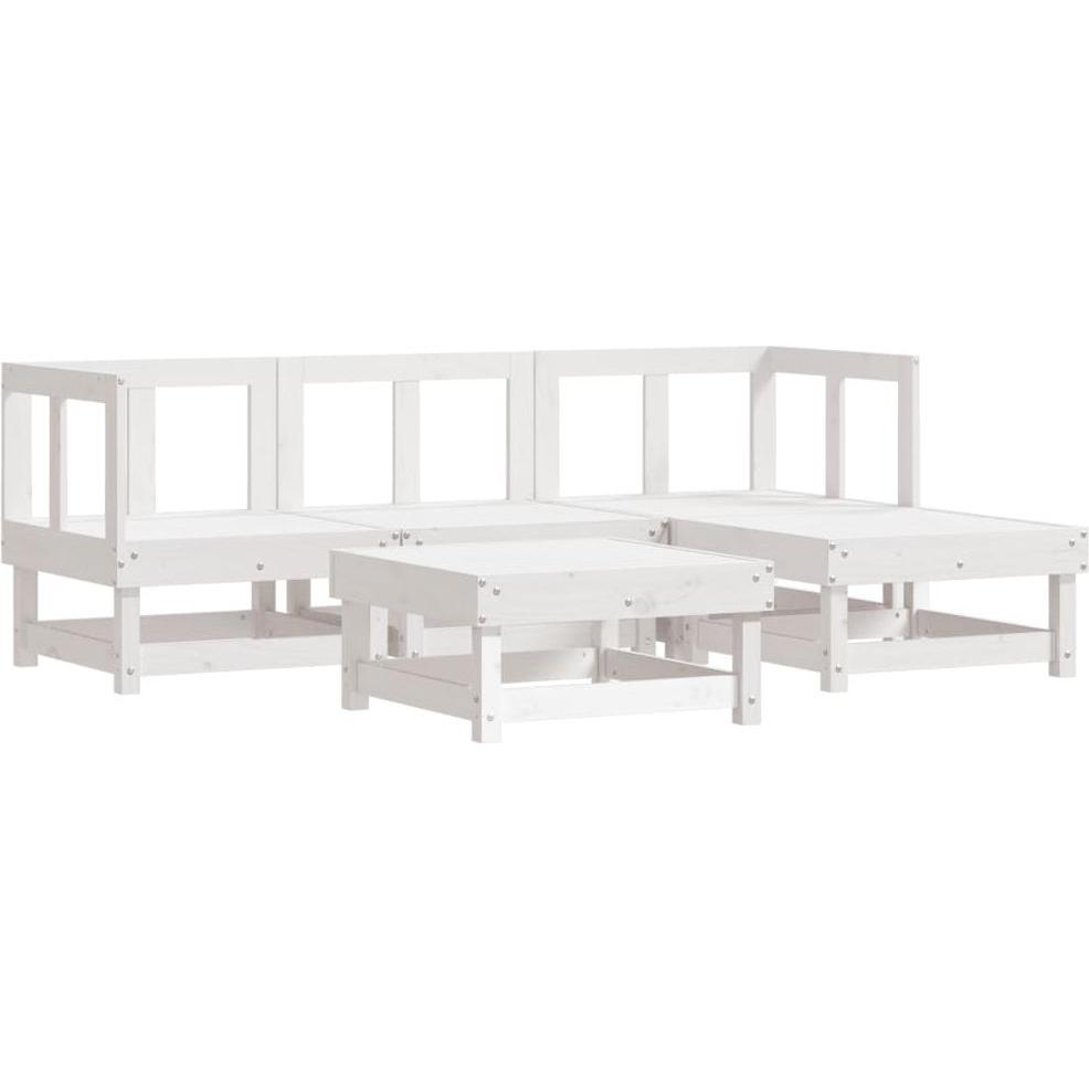 VidaXL, Gartenlounge, 5-tlg. Garten-Lounge-Set Weiss Massivholz Kiefer,Farbe